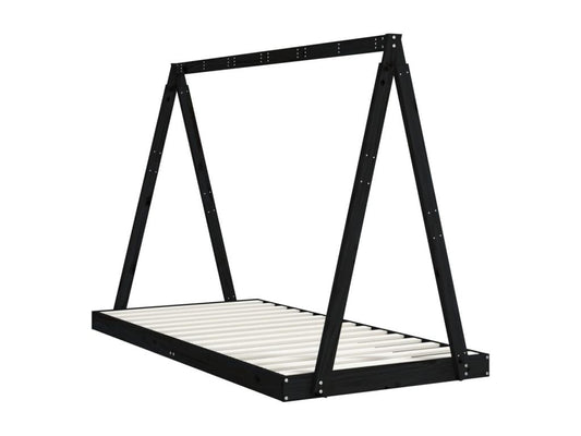 Struttura letto per bambini nera 90x190 in legno massello di pino 86205ZNCM