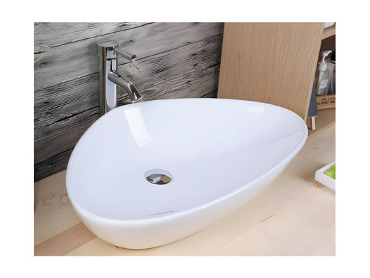Lavabo da appoggio in ceramica bianca Calmetop 59x39 cm 77474RPCM