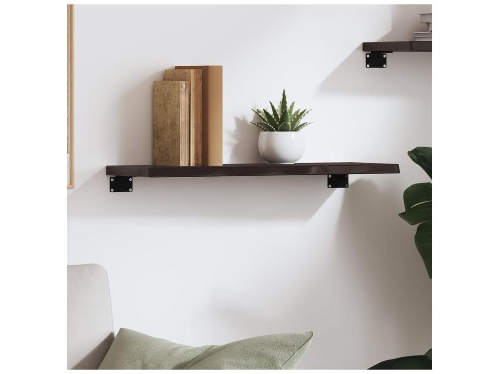 Mensola da parete marrone scuro 60x20x2 in legno massello di rovere trattato 57411AIOJ