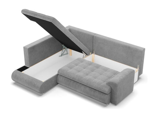 Divano angolare sinistro con funzione letto pouf, corda - grigio 84797WKCE