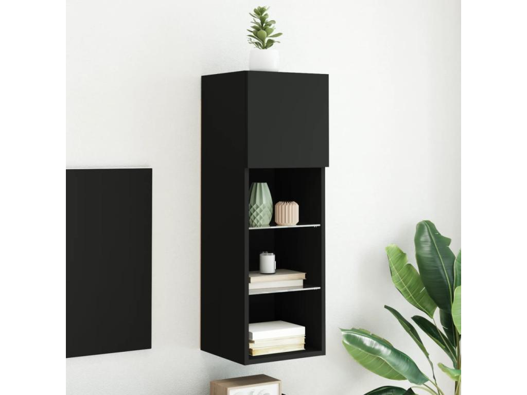 Mobile TV con illuminazione LED Maisonpuretopères, nero, 30,5x30x90 cm, 56273MMIQ