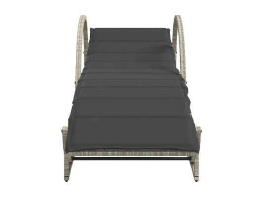 Set di 2 lettini prendisole e cuscini in resina intrecciata grigio chiaro 43207MSFI