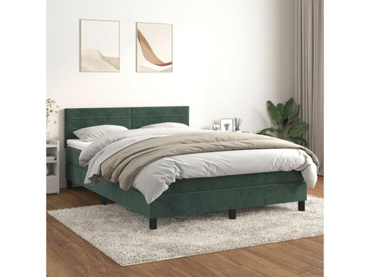 Base letto e materasso Artvivrestore, Verde scuro 140x200cm Velluto 67558XBSJ