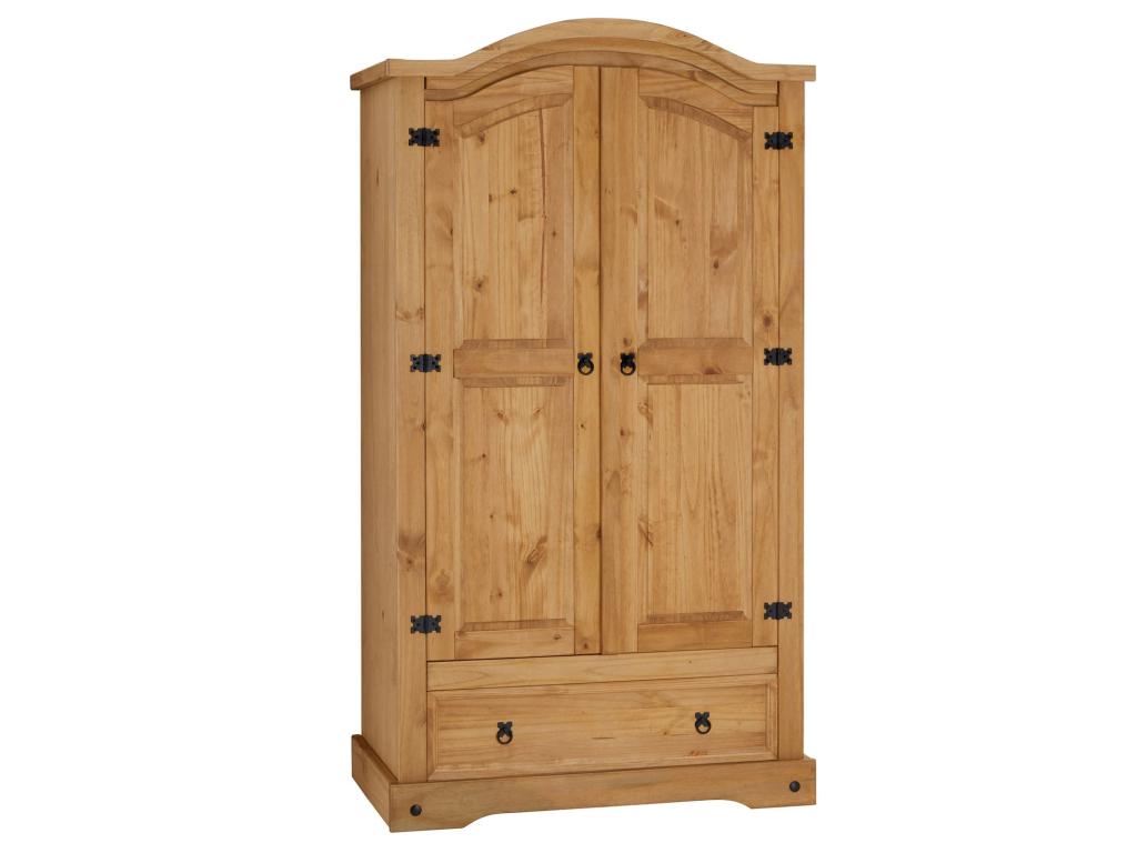 Armadio in stile messicano Artvivrestore con 2 ante, 1 ripiano e 1 cassetto in pino massello con finitura tinta/cerata 59030QNNK