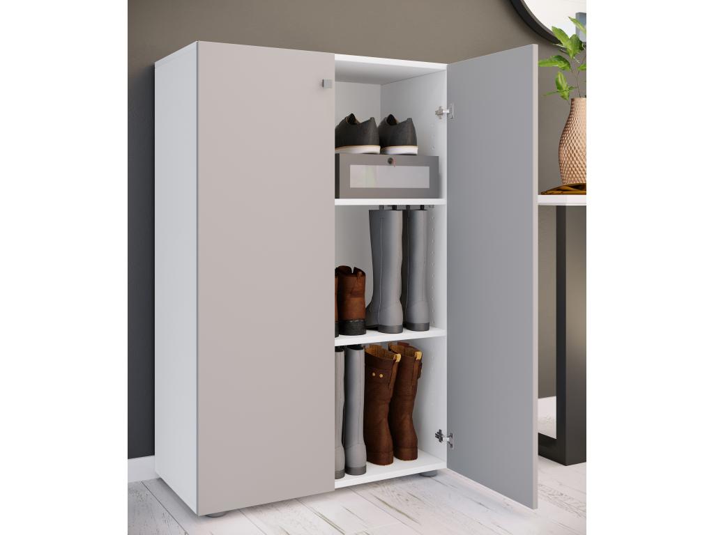 Artvivrestore XL Scarpiera grande in legno, mobile da ingresso Artvivrestore, 3 scomparti, bianco/grigio 06660XWPO