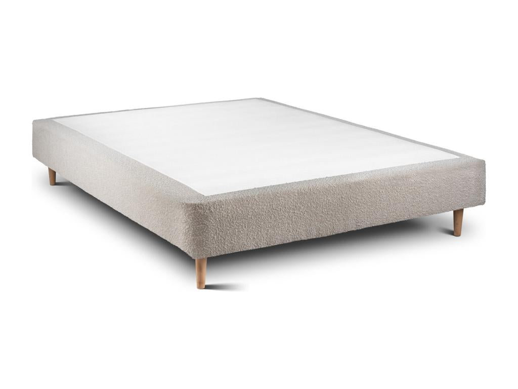 Base letto imbottita, beige Bouclé, 150x190 cm, H35 cm, 97258ETJY