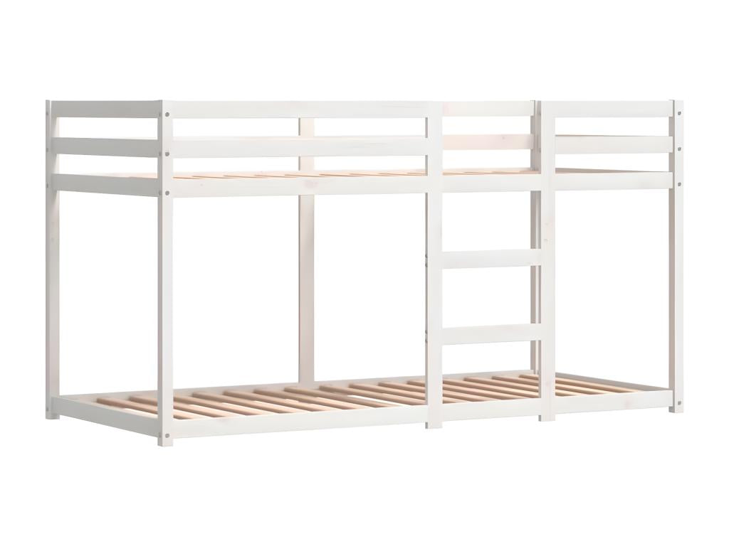 Letto a castello con tende blu, 90x190 cm, legno di pino massiccio, 08092WDQU