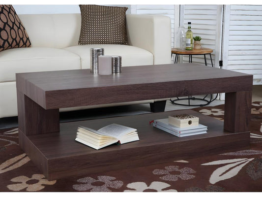 Tavolino da caffè Artvivrestore-A32 con struttura 3D, 40x110x60cm - effetto rovere marrone, 73842LBLR