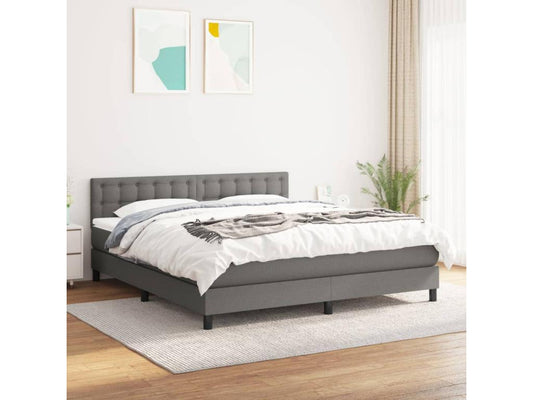 Rete letto imbottita con materasso, grigio scuro, 160x200cm, tessuto, 62265VZLC