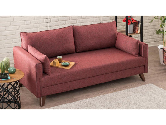 Divano Artvivrestore a 3 posti in tessuto bordeaux, 208 cm, 86548NTRB