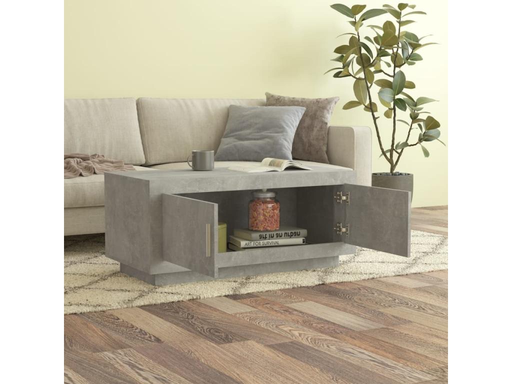 Tavolino da caffè, grigio cemento, 102x50x45 cm, legno ingegnerizzato, 53744WANS