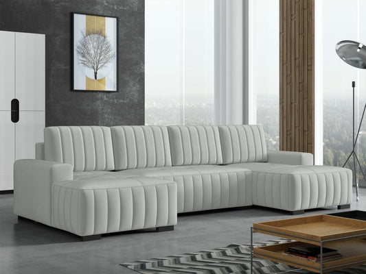 Divano angolare Calmetop 232, grigio, funzione letto, contenitore letto, 310x140x85cm, 82175DWMW