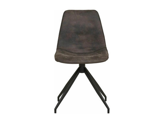 Artvivrestore - Set di 2 sedie in tessuto microfibra grigio scuro con base girevole in metallo nero 84900TAQR