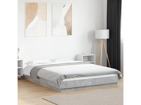 Struttura letto e illuminazione LED Artvivrestore senza materasso, grigio cemento, 120x190cm, 20557UGTT