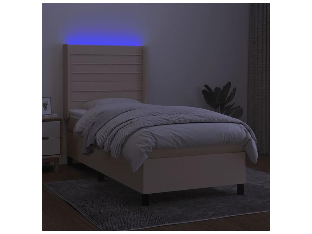 Base letto Maisonpuretop con materasso e illuminazione LED, Crema, 100x200 cm, Tessuto, 54128KQFC