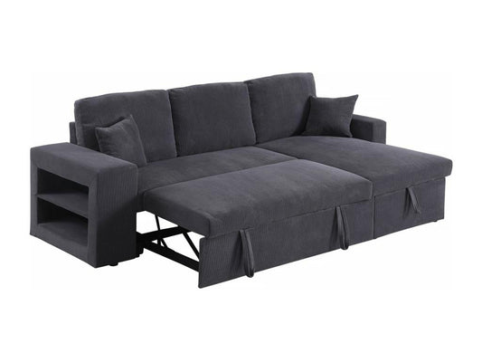 Divano letto angolare a 3 posti in velluto a coste Calmetop/reversibile - Grigio 04155YIHN