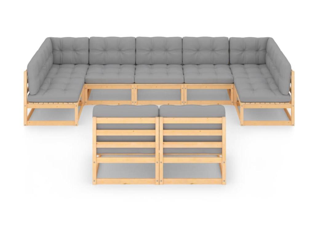 Set di mobili da giardino da 9 pezzi con cuscini, legno di pino massiccio, 13 90744XAJW