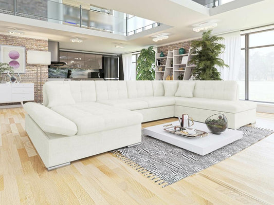 Divano angolare Calmetop 150, marrone chiaro, funzione letto, contenitore, 345x205cm, 06957SPVV