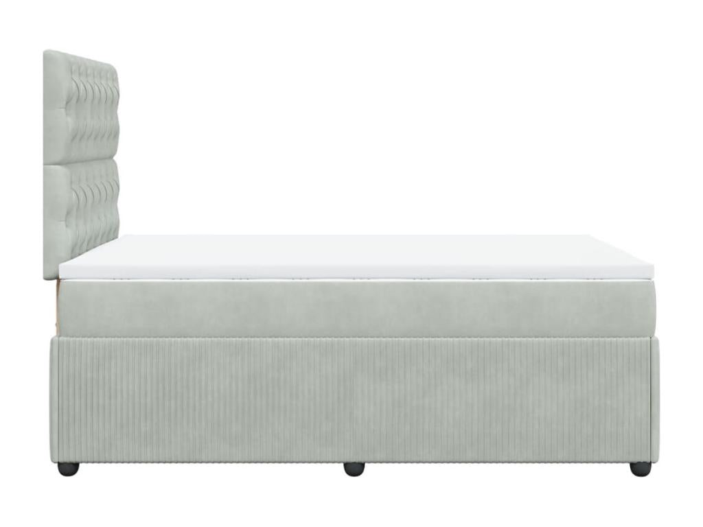 Base letto e materasso Artvivrestore, grigio chiaro, 120x200cm, velluto, 72124PBNV
