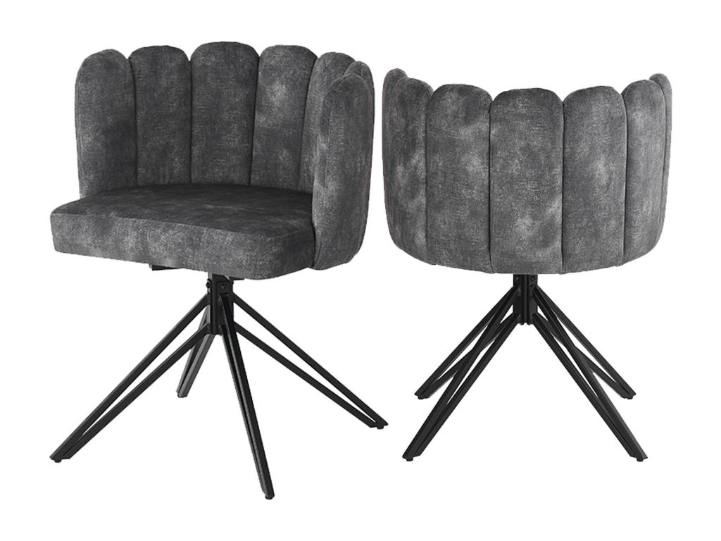 Set di 6 sedie girevoli in velluto - schienale a petalo - Grigio 56389RJHU