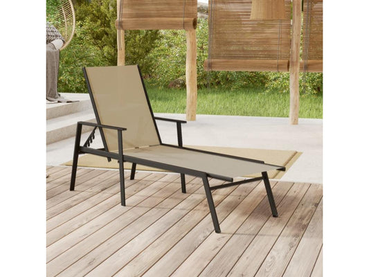 Chaise longue in acciaio e tessuto textilene crema 38552LVLP