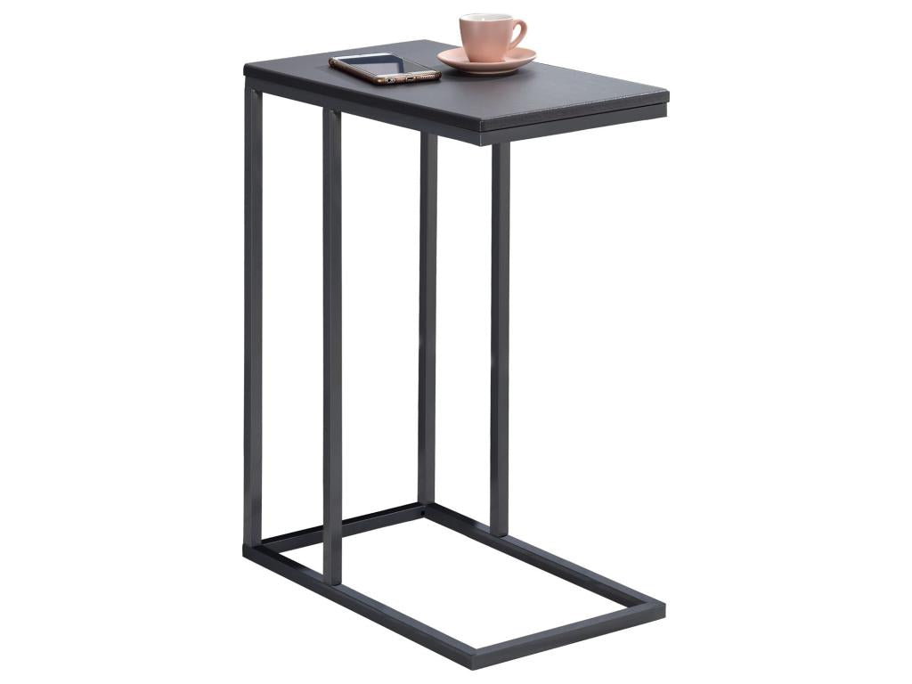 Tavolino laterale Calmetop, tavolino da caffè, tavolino da soggiorno, struttura in metallo grigio e piano rettangolare in grigio opaco Calmetop 94175FCDV