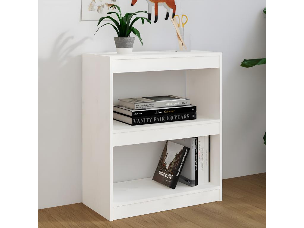 Libreria/Pareti divisorie bianche 60x30x71,5 cm in legno massello di pino 30415TVQM