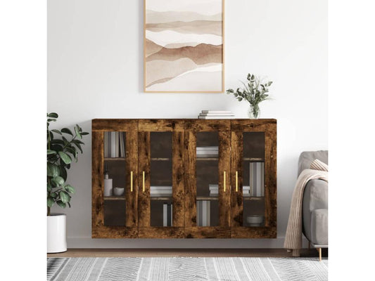 Pensili a 2 pezzi, legno ingegnerizzato rovere affumicato, 13925DKZL