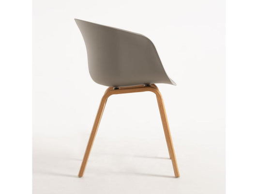 Sedia scandinava con braccioli grigi e gambe naturali Wau 94444HKZL