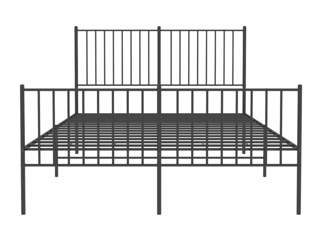Struttura letto in metallo con testiera/pediera, nero, 135x190 cm, 75959MQUP