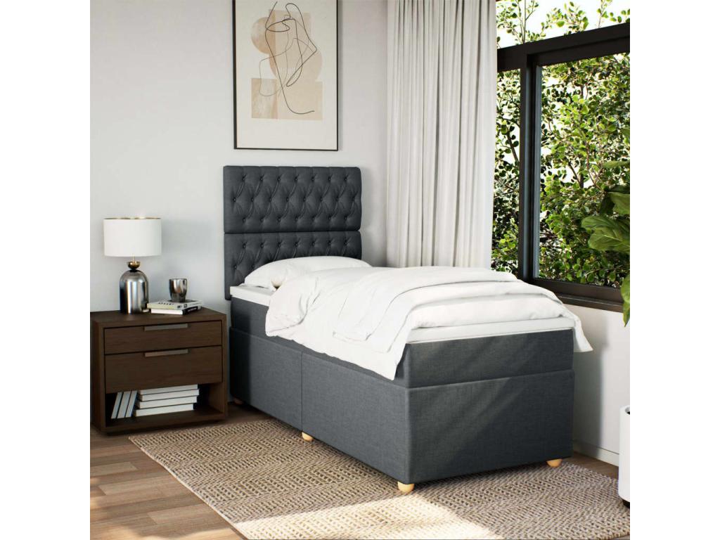 Base letto e materasso Artvivrestore, Grigio scuro 90x190 cm, Tessuto 77932NMHQ