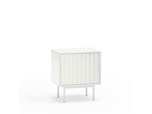 Maisonpuretop - Comodino con 1 anta e 2 cassetti in legno - Bianco 73182RWTK