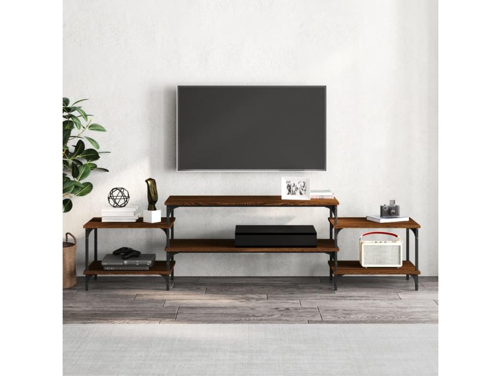Mobile TV in rovere marrone, 197x35x52 cm, legno ingegnerizzato, 17318YHRX