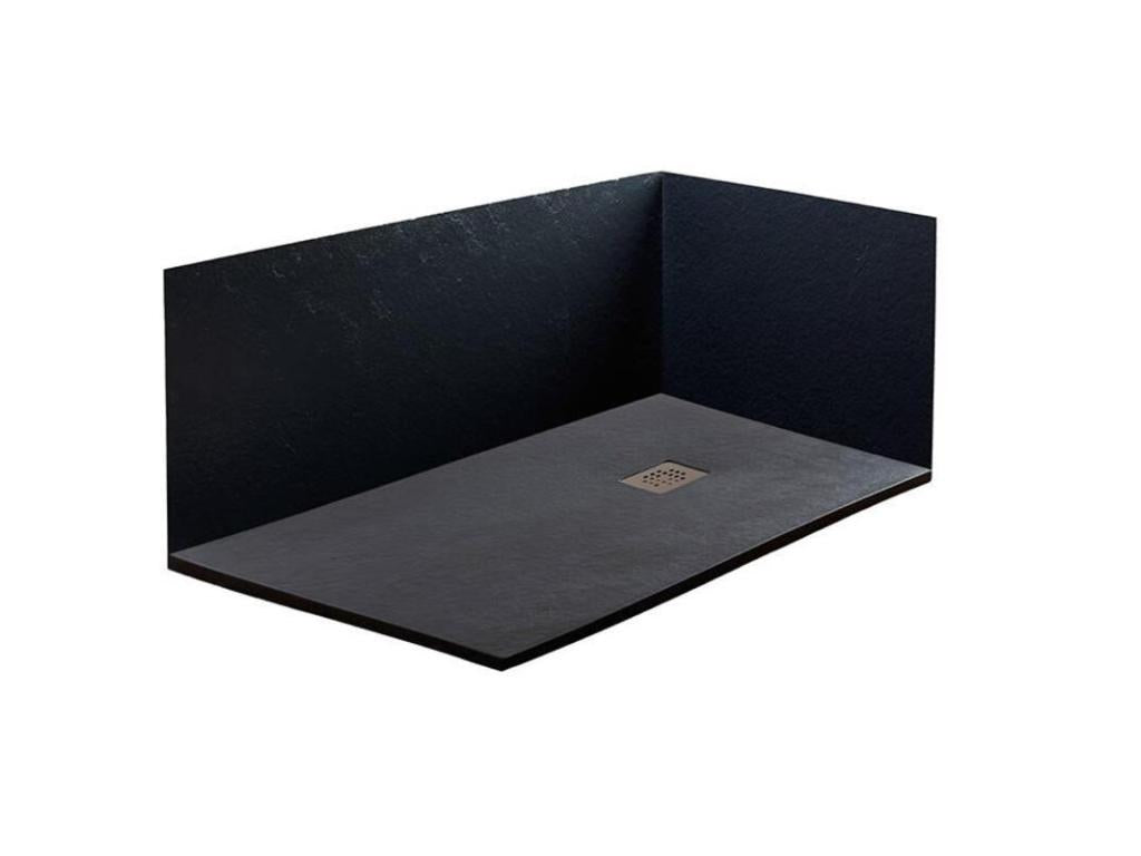 Artvivrestore Piatto Doccia Extra Slim Nero 90x125 cm in Resina Sintetica e Polvere di Marmo con Scarico Libero 98093GBVQ