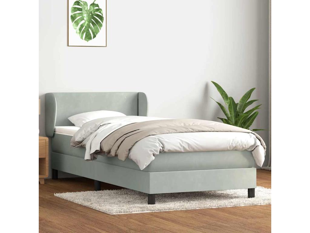 Base letto Artvivrestore e materasso in velluto grigio chiaro 90x210 cm 35449YWGQ