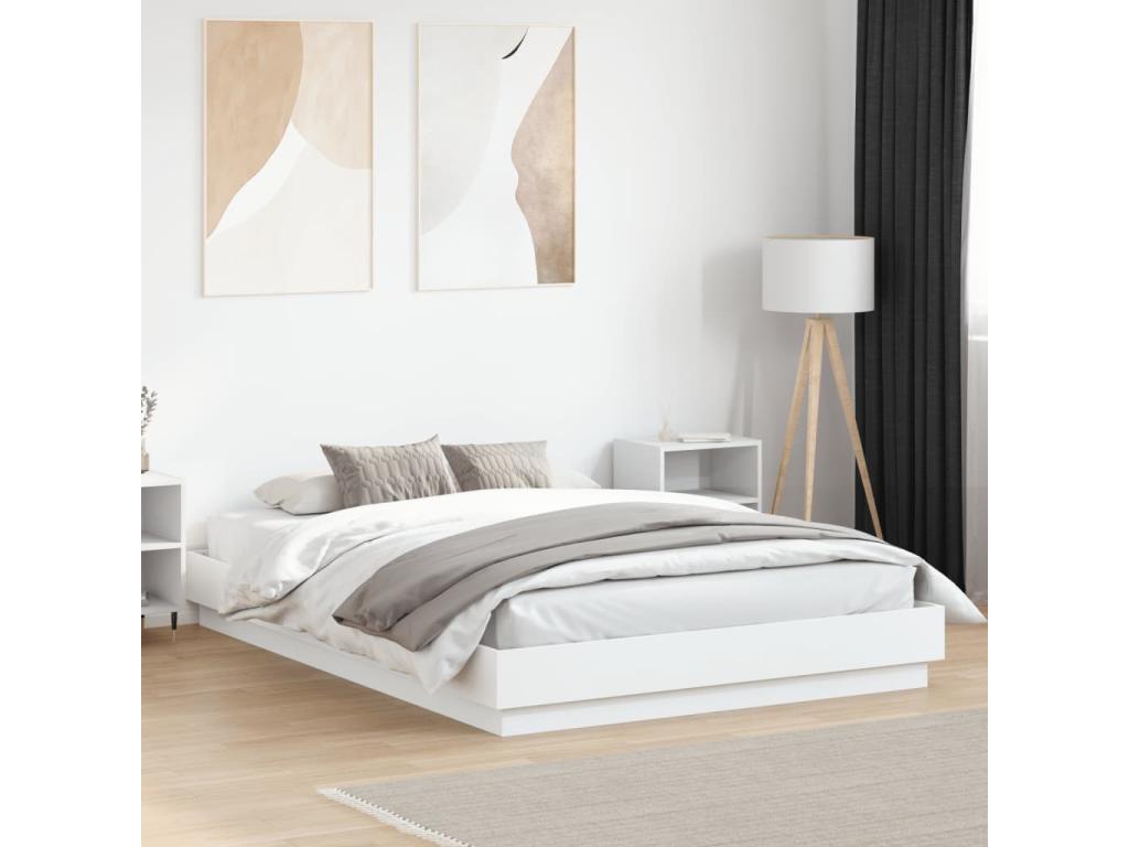 Struttura letto bianca 150x200 cm in legno ingegnerizzato 00691BCWP
