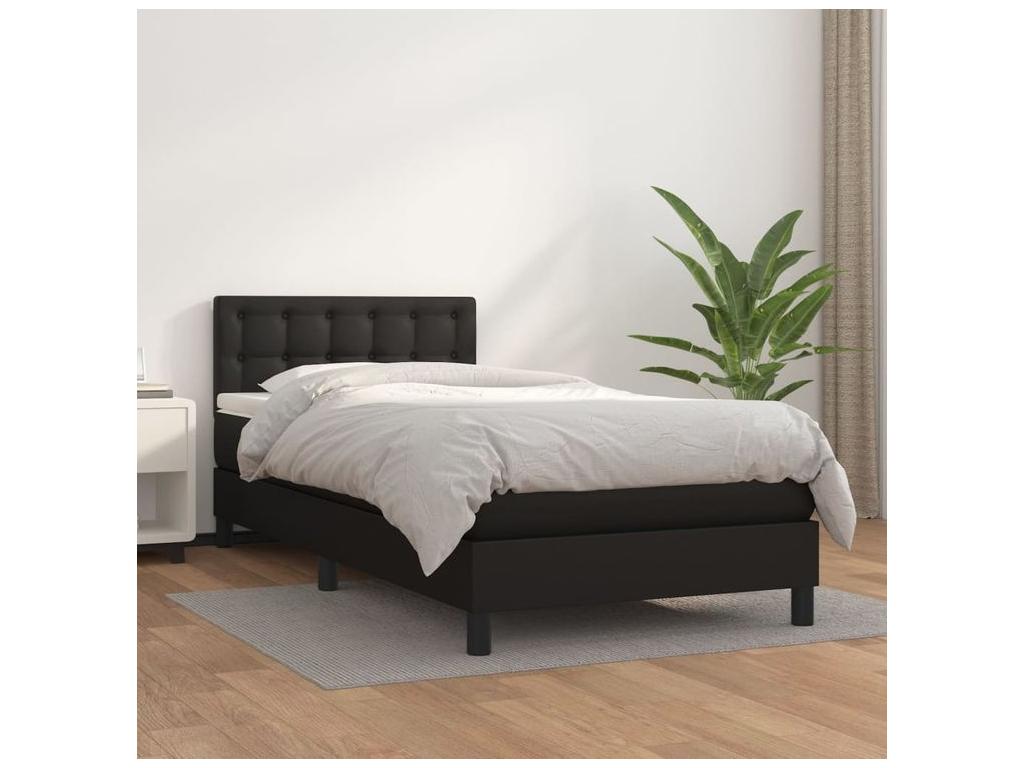 Base letto Calmetop con materasso in similpelle nera 90x200 55011FBZF