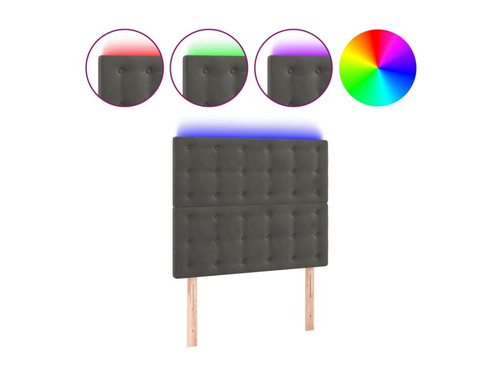 Testiera LED, Grigio Scuro, 100x5x118/128 cm, Velluto, 75046XONF