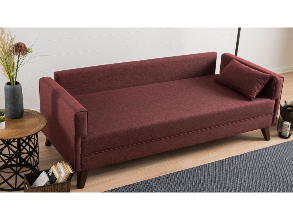 Divano Artvivrestore a 3 posti in tessuto bordeaux, 208 cm, 86548NTRB