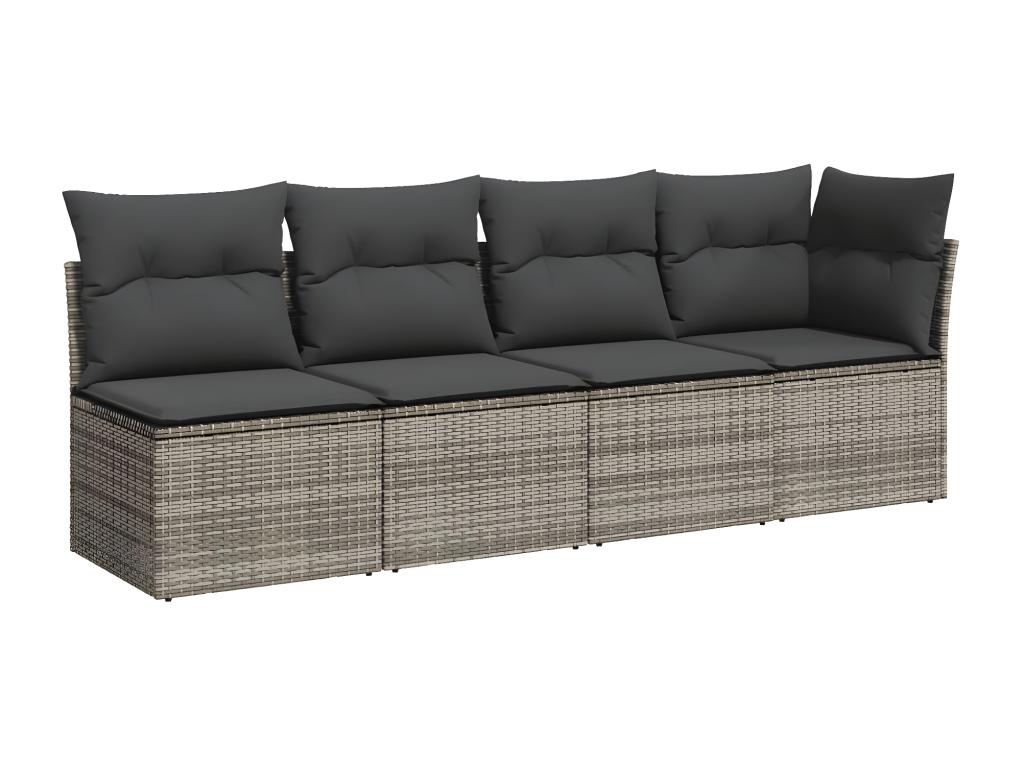 Set di mobili da giardino da 8 pezzi con cuscini in vimini di resina grigia 68367ORJZ