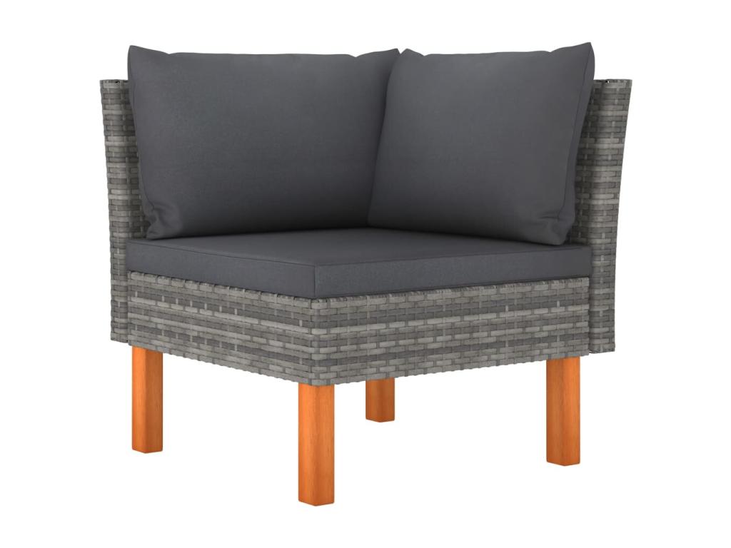 Set di mobili da giardino 7 pezzi, resina intrecciata e legno di eucalipto, grigio, 61817AITG