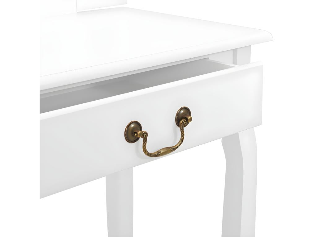 Toletta e sgabello, bianco, 65x36x128 cm, legno di paulonia, MDF, 33191DYSK