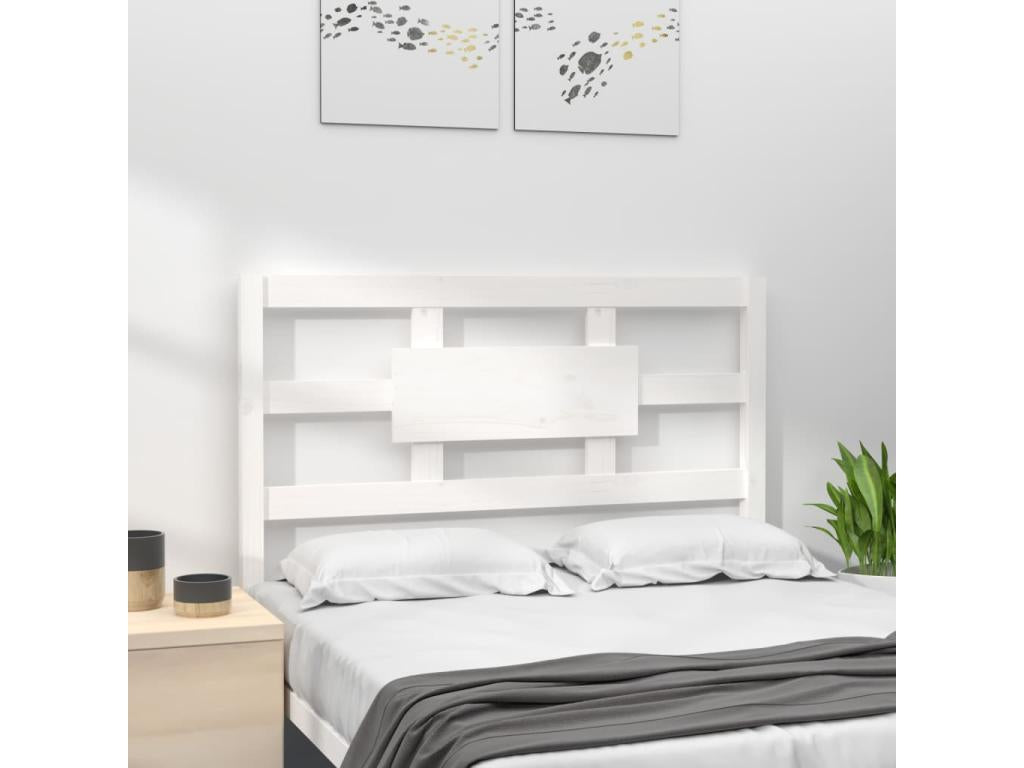 Testiera bianca 95,5x4x100 cm in legno massello di pino 40176KDPL