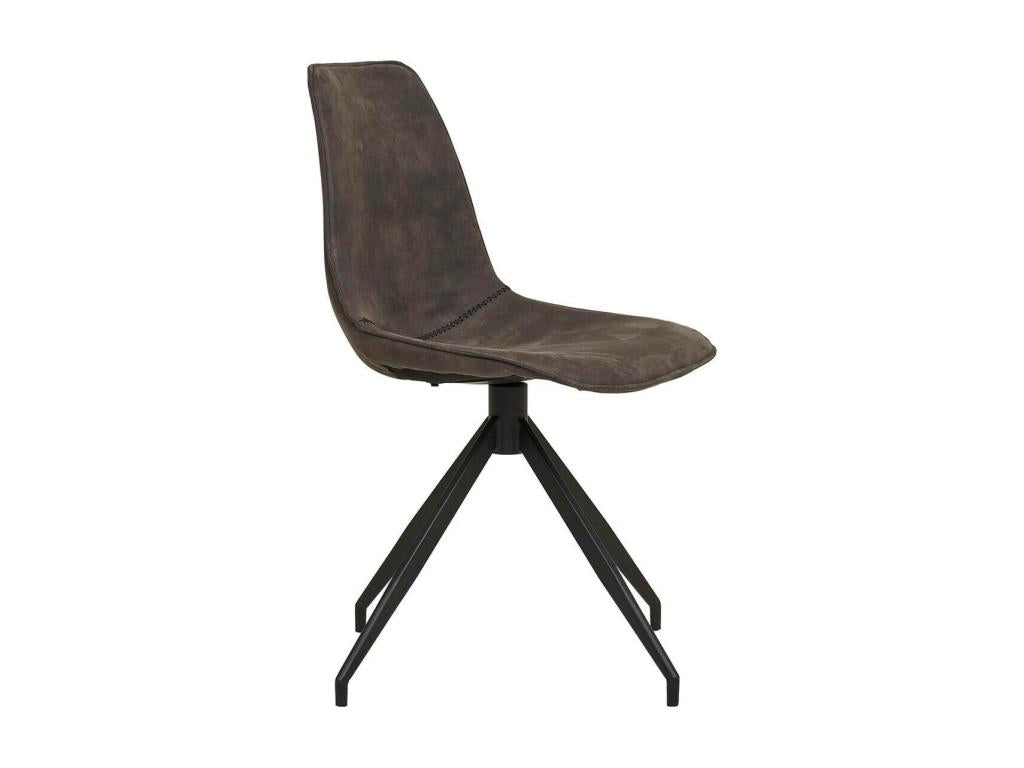 Artvivrestore - Set di 2 sedie in tessuto microfibra grigio scuro con base girevole in metallo nero 84900TAQR