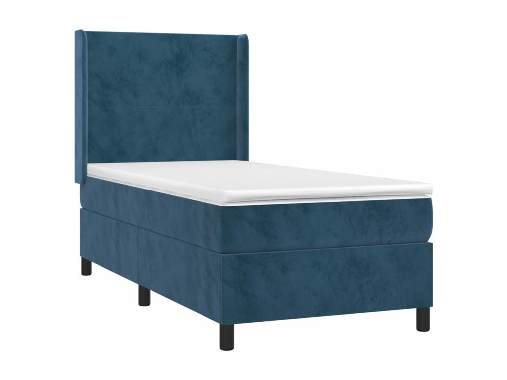 Base letto Artvivrestore con materasso LED, blu scuro, 90x190cm, velluto, 08199CCIB