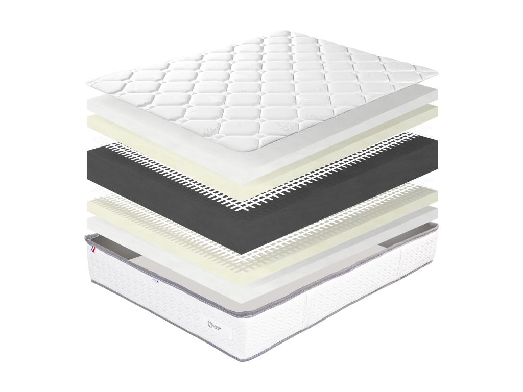 Artvivrestore Set materasso 140x200 cm, rete a doghe bianca da 20 cm, 2 cuscini, piumone 17249TPYF