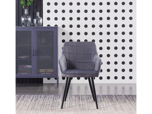 Set di 2 sedie da pranzo Artvivrestore - Rivestite in velluto con gambe in metallo - Grigio scuro 35097UEQS