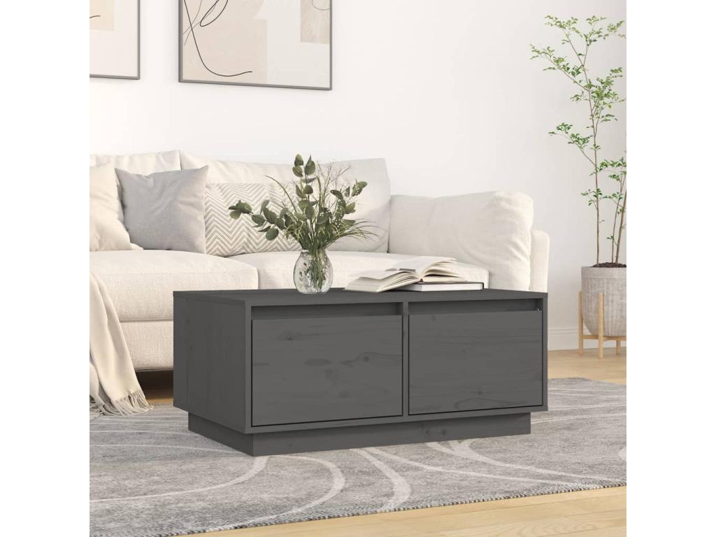 Tavolino da caffè grigio 80x50x35 cm in legno massello di pino 23715XXAW