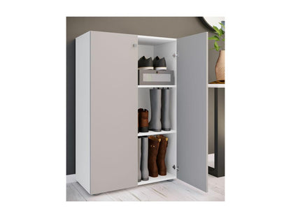 Artvivrestore XL Scarpiera grande in legno, mobile da ingresso Artvivrestore, 3 scomparti, bianco/grigio 06660XWPO