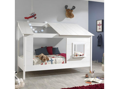 Maisonpuretop - Letto a castello bianco 90x200cm con finestra, rete a doghe e materasso 76624MOHL